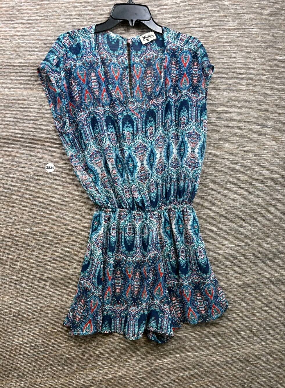 Show Me Your Mumu Women's Rocky Romper Size M Blue Paisley Print Sheer